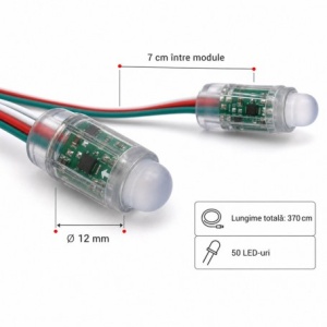 Set 50 Module LED Pixel RGB Adresabile, 12V, IP65, Control WS2811 - Img 4