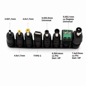 Set 8 Mufe Adaptoare Alimentare DC Universale Laptop + Adaptor USB-C - Img 3
