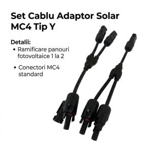 Set Cablu Adaptor Solar MC4 Tip Y, Conector Ramificare pentru Panouri Fotovoltaice, 1000V, Compatibil 4-6 mm² - Img 4