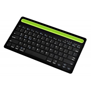 Tastatura neagra mini slim cu Bluetooth si suport tableta sau telefon