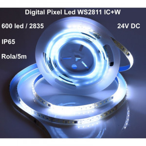 Banda LED 24V digital WS2811 IC+Y, 120LED/m - IP65: alb rece, alb cald, rosu, galben, verde, albastru - Img 2