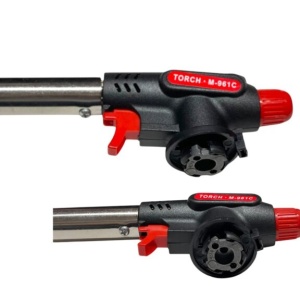 Cap arzator pentru butelie spray gaz, cu sistem antiflare, aprindere piezo, plastic + metal