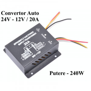 Convertor Auto de Tensiune 24V-12V DC / 20A - Img 4