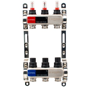 Distribuitor inox cu izolatie si debitmetre 3 cai 1x3/4"
