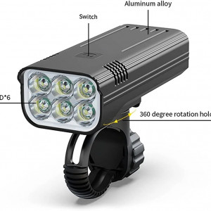 Far aliaj 6 LED, 450 lumeni, 5 moduri luminare, capacitate baterie 5200 mAh - Img 3