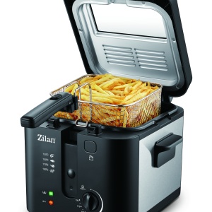 Friteuza Zilan ZLN-0010, 1600 W, 2.5 l, Termostat reglabil, Cuva detasabila, inox