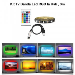 Kit banda led pentru TV, alimentare USB