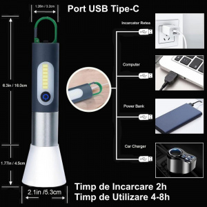 Lanterna de camping 20cm cu acumulator si agatatoare NO-183 - Img 2