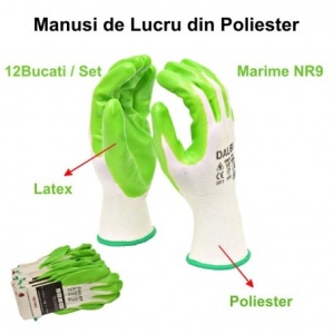 Manusi de lucru din poliester si latex NR.9 - 12buc/set - Img 5