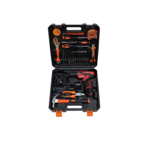 Mașină de găurit fără fir (2 baterii-12Volți) în carcasă de plastic CU SET DE UNELTE DE CASĂ