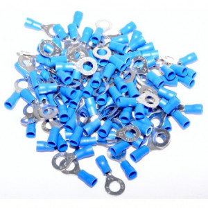Papuci electrici izolati albastru tip inel Ø 6mm, 100 buc/set