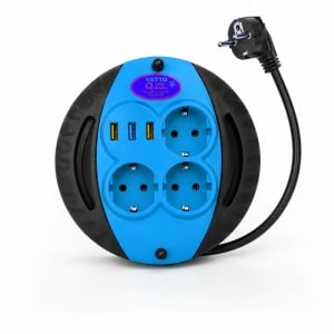 Prelungitor cu tambur, 3 prize Schuko , 3 x USB – 5 metri