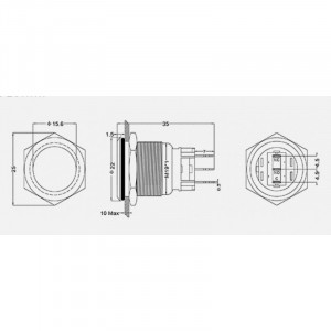 Push buton 5-24V / 19mm cu LED albastru si simbol up - Img 6