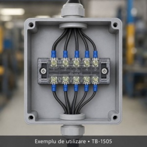 Regleta Electrica cu Contacte din Alama Nichelata, 5 Poli, 15A 600V, cu Capac, TB-1505 - Img 2