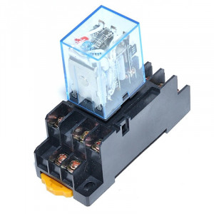 Releu 12V DC , electromagnetic 11 pini cu soclu