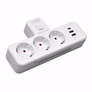 Triplu Stecher Multifunctional cu 2 x Usb QC3.0 - 1PD 20W si Lumina de Veghe