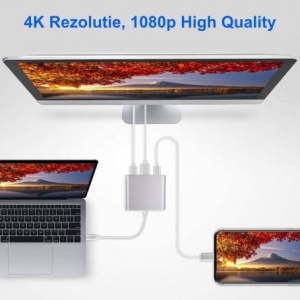 Adaptor 3 in 1 Video Usb Tip-C la HDMI 4K - Usb 3.0- Usb Tip-C - Img 4
