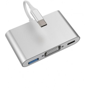 Adaptor 3 in 1 Video Usb Tip-C la VGA-Usb 3.0- Usb Tip-C