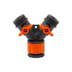 Adaptor Y cu 2 robineti 1/2 - 3/4"F - 2 x 1/2"M