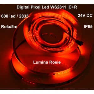 Banda LED 24V digital WS2811 IC+Y, 120LED/m - IP65: alb rece, alb cald, rosu, galben, verde, albastru