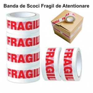 Banda scotch lat "Fragile", 45mm / 90 Yarzi, 6 Buc/Set - Img 3