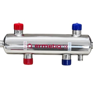 Butelie egalizare 45Kw - separator hidraulic din inox 1 circuti 1" cu izolatie si functie magnetica pentru impuritati