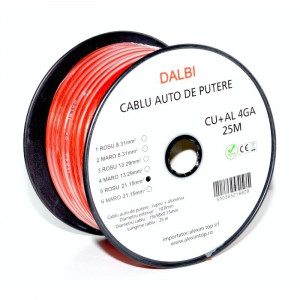 Cablu auto rosu CU+AL 4GA 10mm , 25m / rola