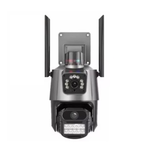 Camera Supraveghere Exterior WiFi PTZ Dual Lens, Double Screen, Rezolutie HD, Monitorizare Sincrona, Detectare Miscare, Viziune Nocturna Color, Audio Bidirectional