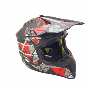 Casca moto enduro cross FGN negru + rosu mat