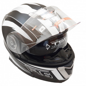 Casca moto FGN flip-up, cu ochelari incorporati, negru + gri mat - Img 2