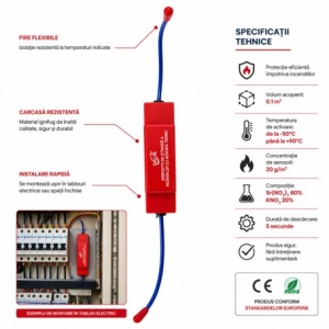 Dispozitiv automat de stingere incendii pentru tablouri electrice, aerosol termic 0,1 m³ - Img 4