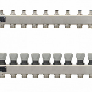Distribuitor agent termic 1"-3/4'' inox, cu aerisitor si robinet de golire 10 cai