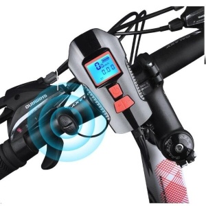 Far 3 leduri pentru bicicleta / trotineta, computer integrat si claxon detasabil, reincarcabil USB, 5 moduri luminare, 6 melodii, negru - Img 3