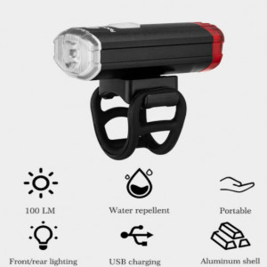 Far si stop pt casca ciclist, reincarcabil USB, lumina alba si rosie, 2 in 1 - Img 2