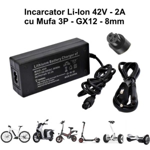 Incarcator Li-ion 42V-2A cu Mufa GX12 - 3P / 8mm - Img 4