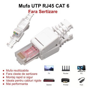 Mufa RJ45 CAT 6 - UTP de Plastic / Fara Sertizare - Img 9