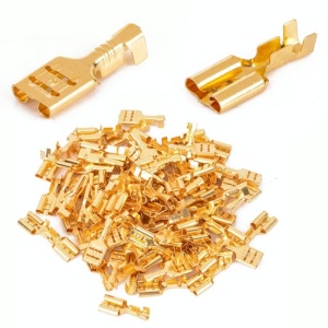 Papuci electrici de alama, mama 6,3mm, 100buc/set