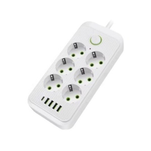 Prelungitor cu 6 Prize, 3 Porturi USB si un Port USB-C, Sarcina maxima 10 A, Lungime Cablu 5m, Comutator Pornit-Oprit, Protectie IP20, Protectie copii, Incarcare rapida - Img 2