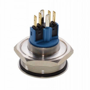 Push buton metalic 30mm / 24V cu led rosu, albastru sau verde - Img 2
