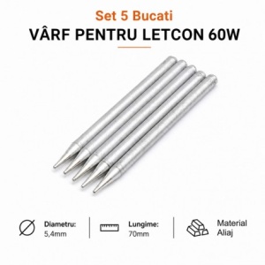 Set 5 Bucati Varfuri pentru Letcon Electric 60W, 5.4mm x 70mm - Img 2