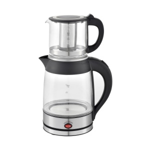Set ceainic electric cu fierbator Zilan ZLN4858 - 2200W, control digital, sticla borosilicata, 1.8L + 0.8L