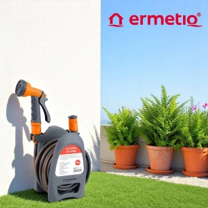 Set furtun gradina, Ermetiq Plus, 3/8 toli, 10 m, cu tambur si pistol de stropit - Img 4