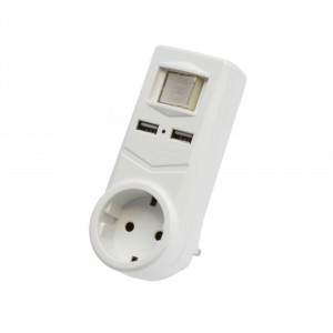 Triplu stecher cu 1 Schuko + 2 USB si intrerupator - Img 3