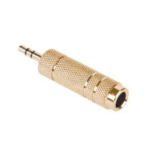 Adaptor Audio Jac 3,5 Tata Stereo – Jac 6,3 Mama Stereo Metalic Auriu