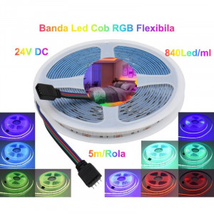 BANDA COB LED RGB 24V-10MM - 840LED/ML, 16W/ML- ROL/5M - Img 2