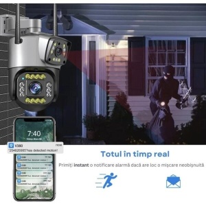 Camera de Supraveghere IP Dubla Inteligenta 380, 4G, cablu lan 4K, 8 MP. 1080P, Zoom Optic 10X - Img 2