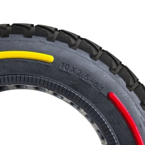 Cauciuc solid plin trotineta 10x2.50-6.1, cu dungi colorate, profil cramponat - Img 2