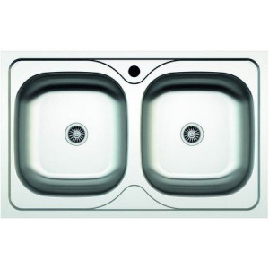 Chiuveta cu doua cuve pentru blat Z-INOX Inox anticalcar, 50x80 cm