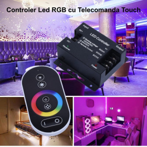 Dimmer touch LED RGB 12V-24V cu telecomanda