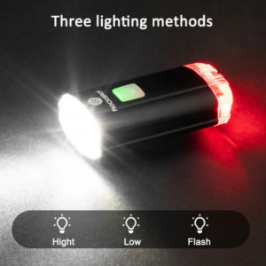 Far si stop pt casca ciclist, reincarcabil USB, lumina alba si rosie, 2 in 1 - Img 3